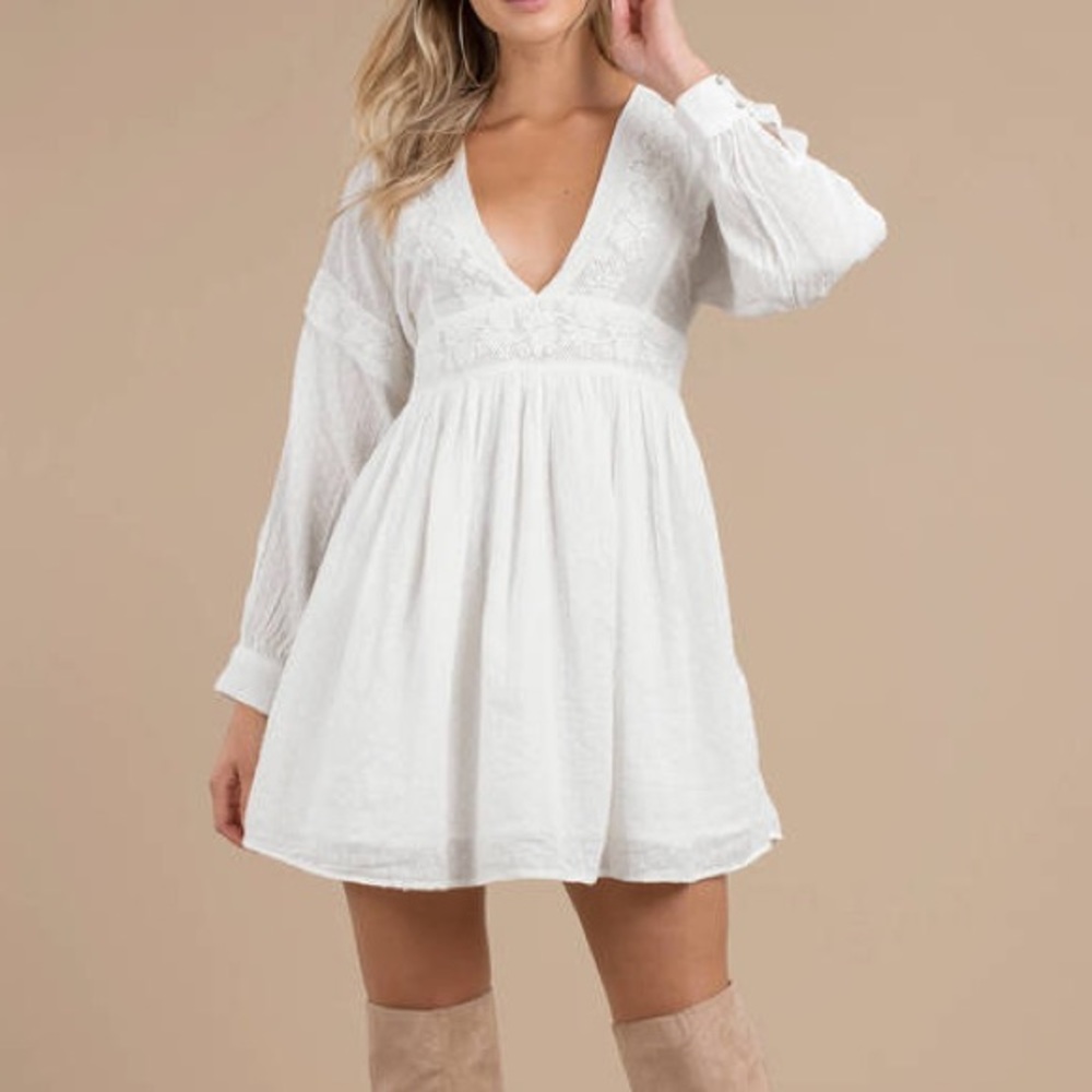 NWT Free People Sugar Pie Mini Dress in White, Small